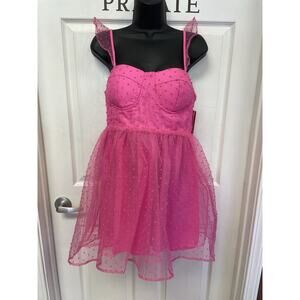 NWT Buddy Love black Sheep Pink Barbie Tuelle Dress M CG5328 Retail $108 (=)